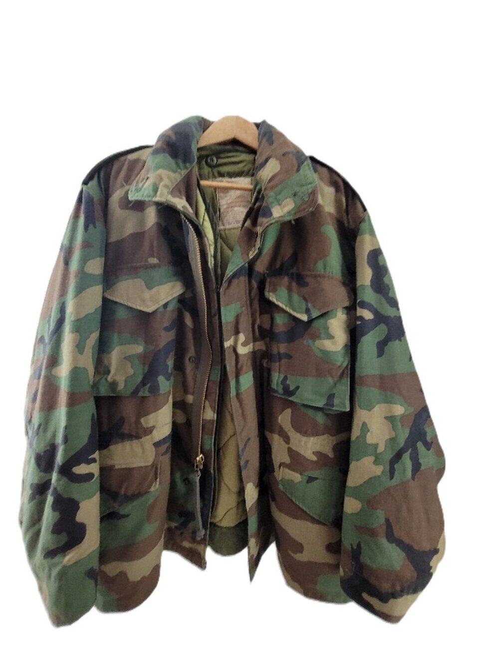 US Army Camo Field Coat Jacket & Liner Cold Weather 8415-01-099-7838 Large USA